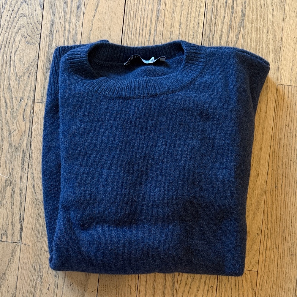 Zara Cashmere Navy Crewneck Sweater - Picture 2 of 6